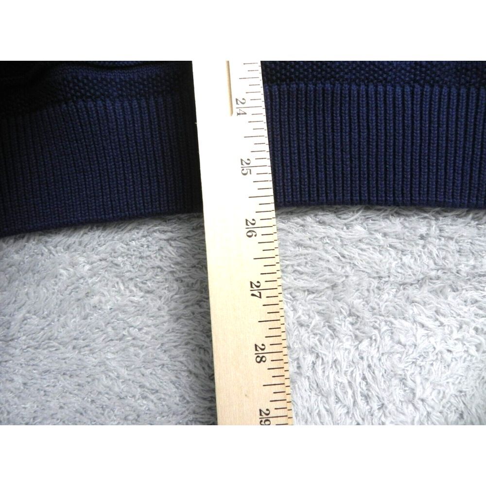 CHAPS Sweater Adult Large Navy Blue Mock Neck 1/4 Zip Cable Knit Outerwear Mens - Picture 6 of 7